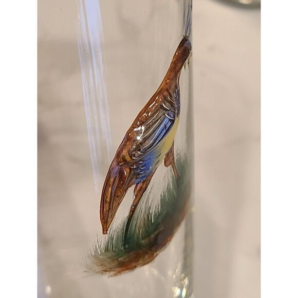 4 Highball Gold Rimmed Bar Glasses With 3D Enameled Game Birds Pheasant Set EUC - Picture 10 of 15